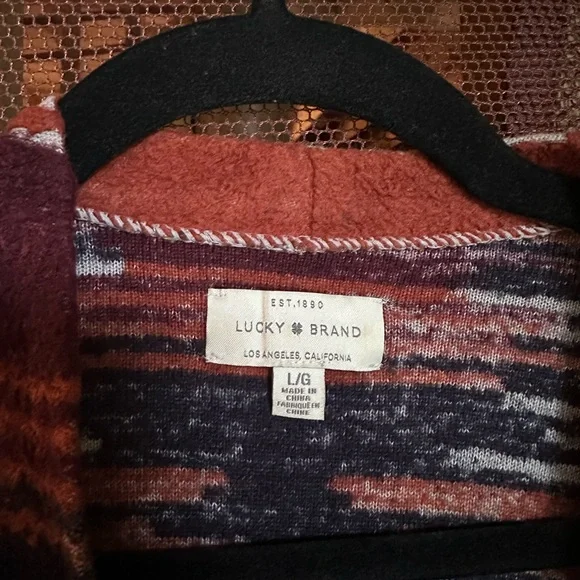 Lucky Brand Brown and Cream Cardigan with Artistic Design - Picture 3 of 3